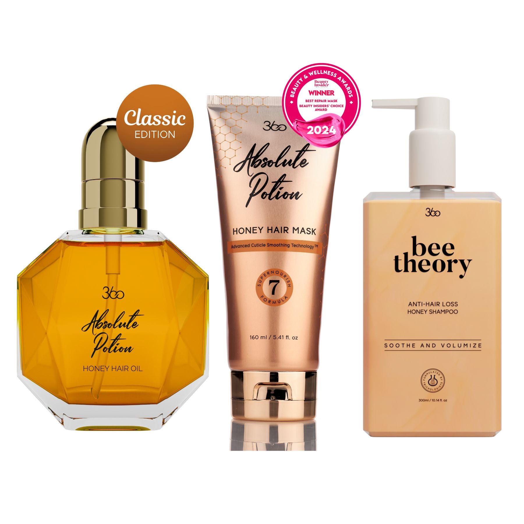 Iconic Trio – Full Size Set: Hair Oil, Hair Mask & Shampoo